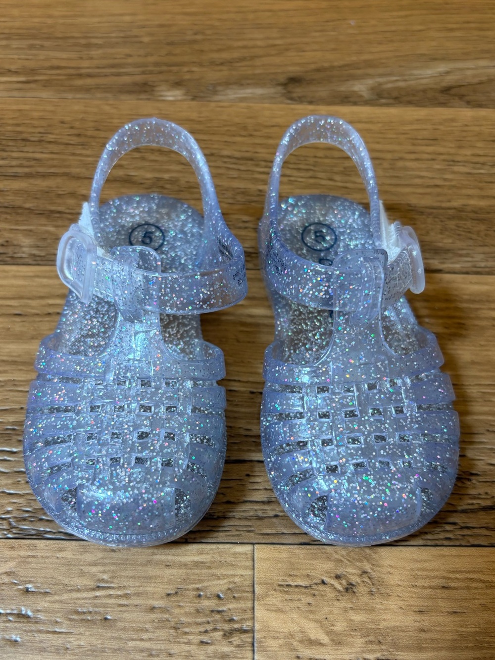 Cat & Jack Clear Glitter Jelly Sandals Sz 5